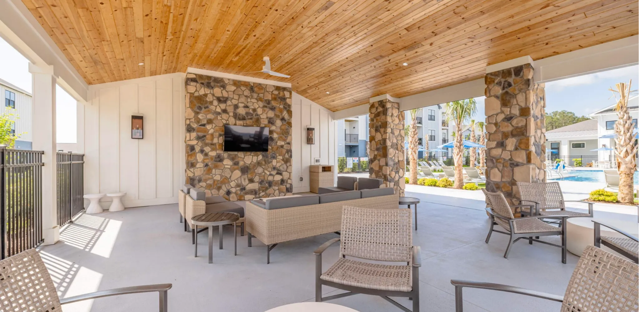 Holly Ridgeoutdoor lawn with gazebo and fireplace